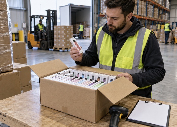 Disposable Vape Inbound Carton Verification Checklist storage and inventory review scene