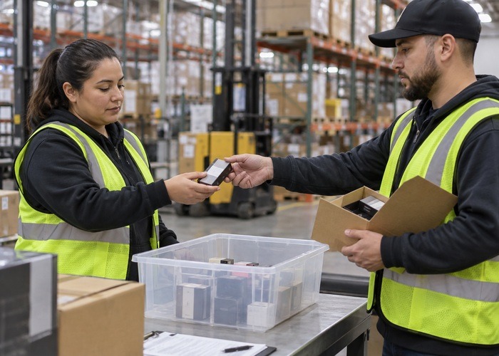 Vape Wholesale Receiving Shift-Handoff Checklist storage and inventory review scene